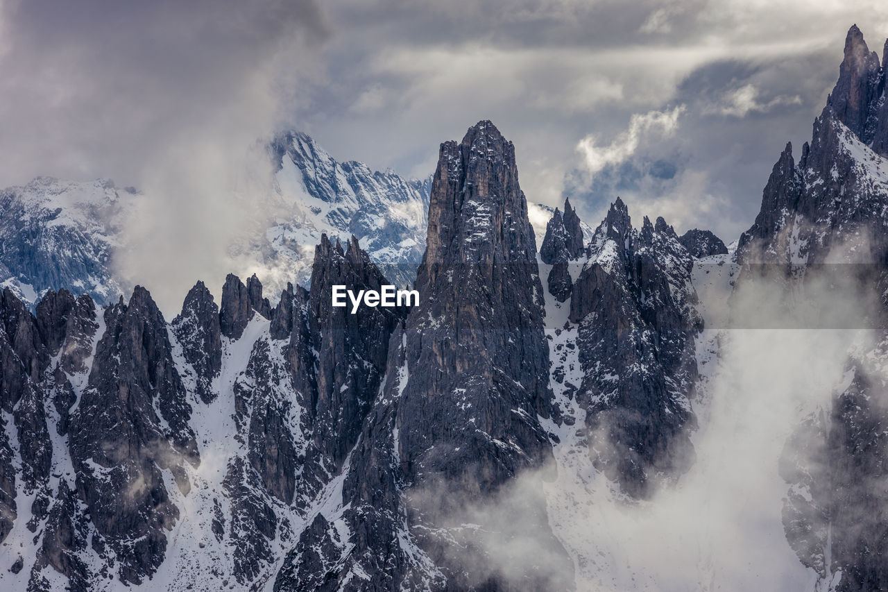 PANORAMIC VIEW OF SNOWCAPPED MOUNTAIN AGAINST SKY