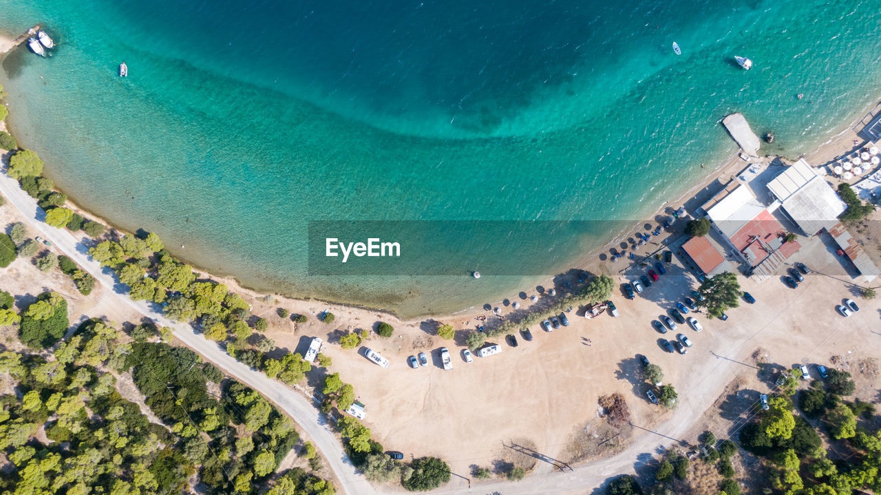 High angle view of people on beach