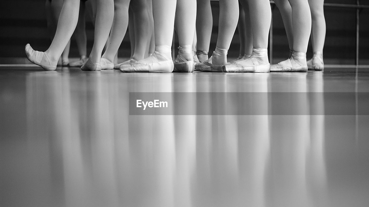 Low section of ballet dancers on floor