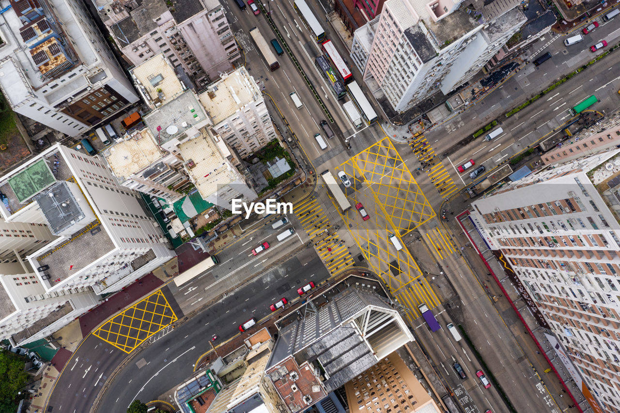 Aerial view of building in city