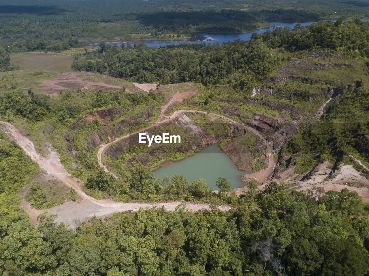 Open pit mining at belitung, indonesia.