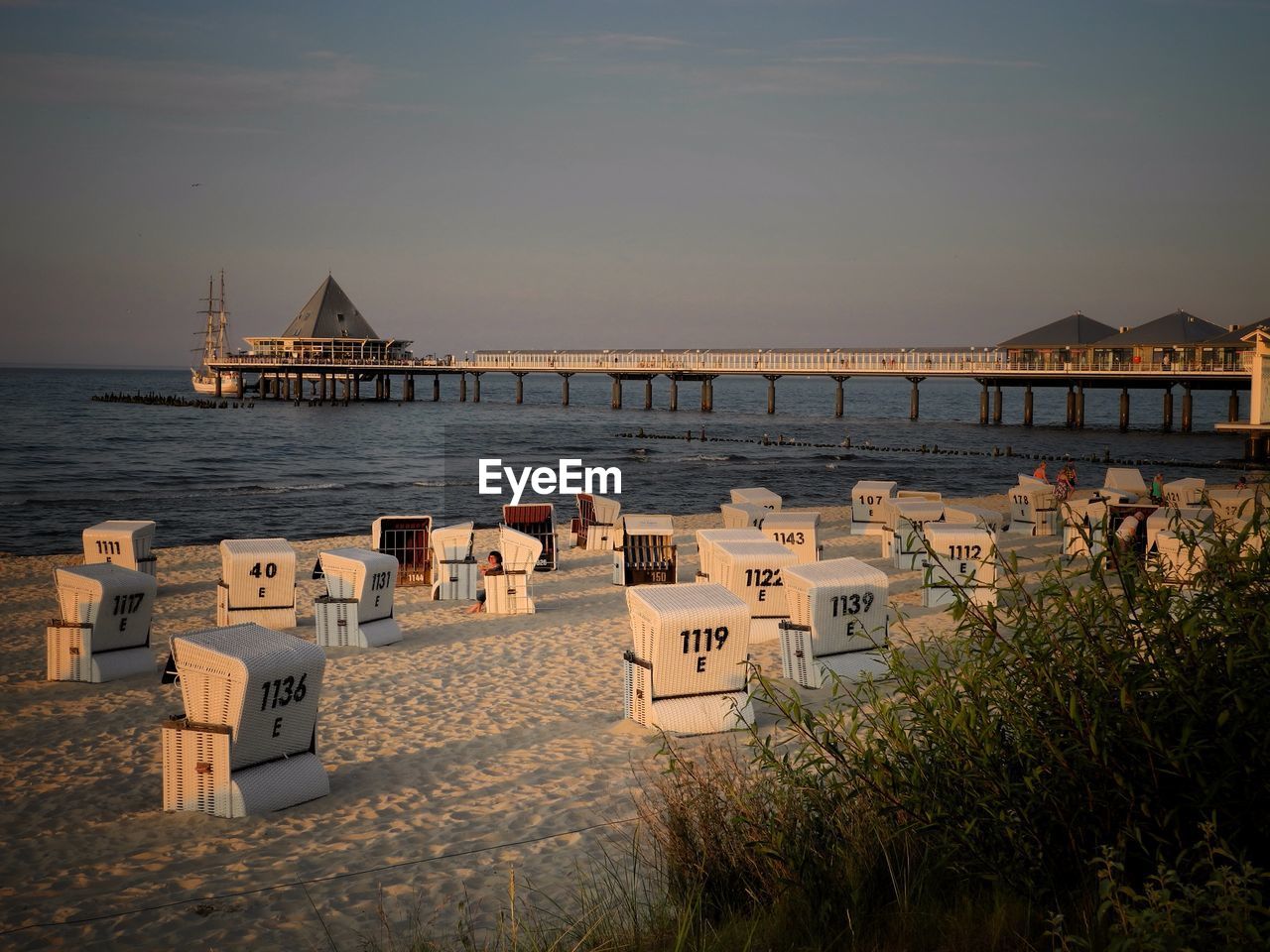 Wicker deck chairs on beach in usedom