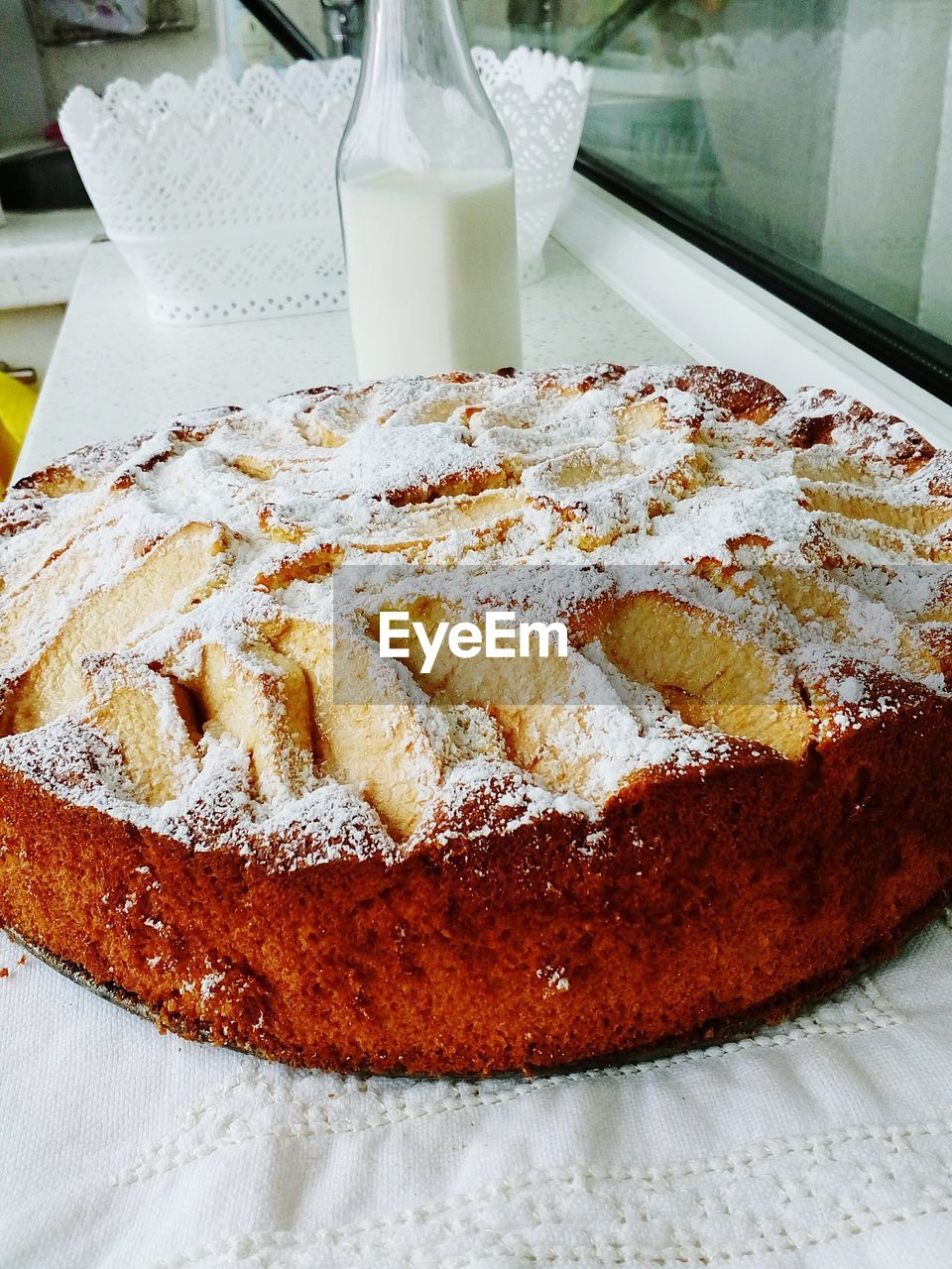 Close-up of apple pie on table