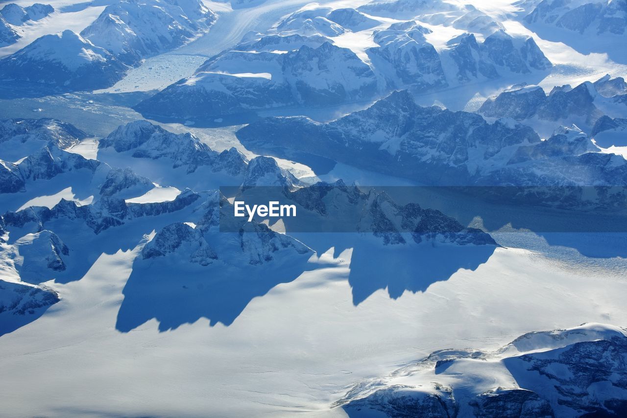 Aerial view of snowcapped mountains