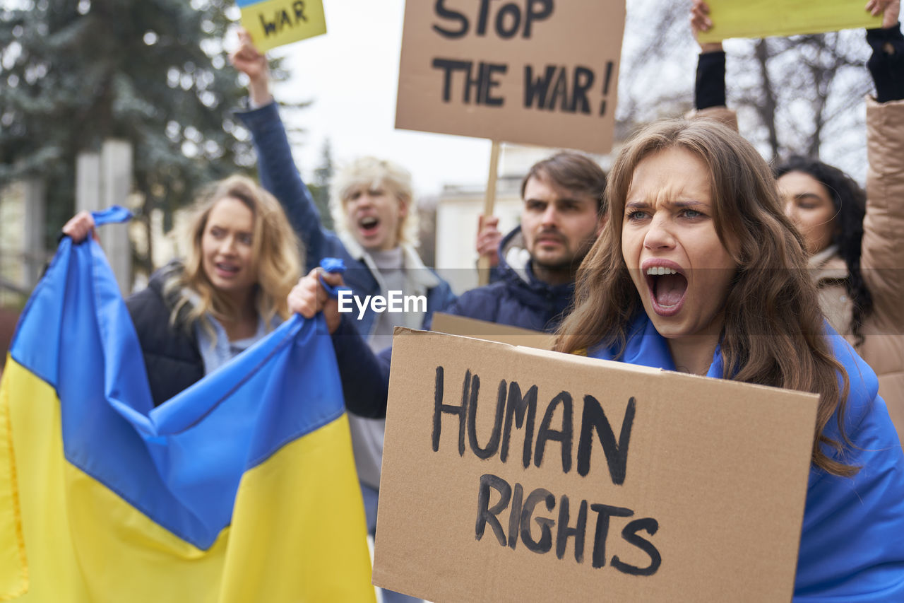 People protesting against war