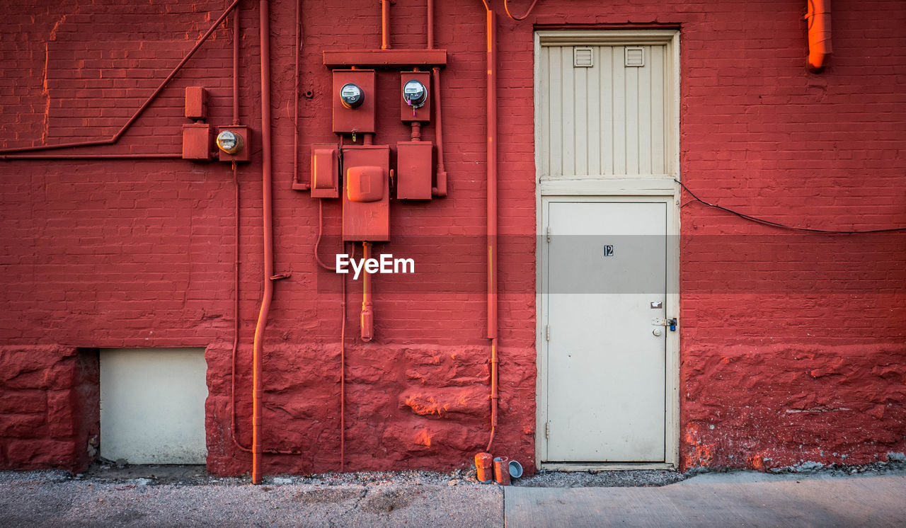 Exterior of building with closed door