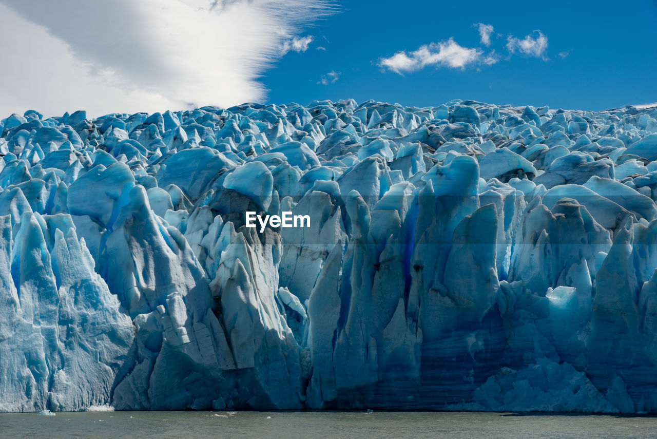 Panoramic shot of frozen landscape against sky