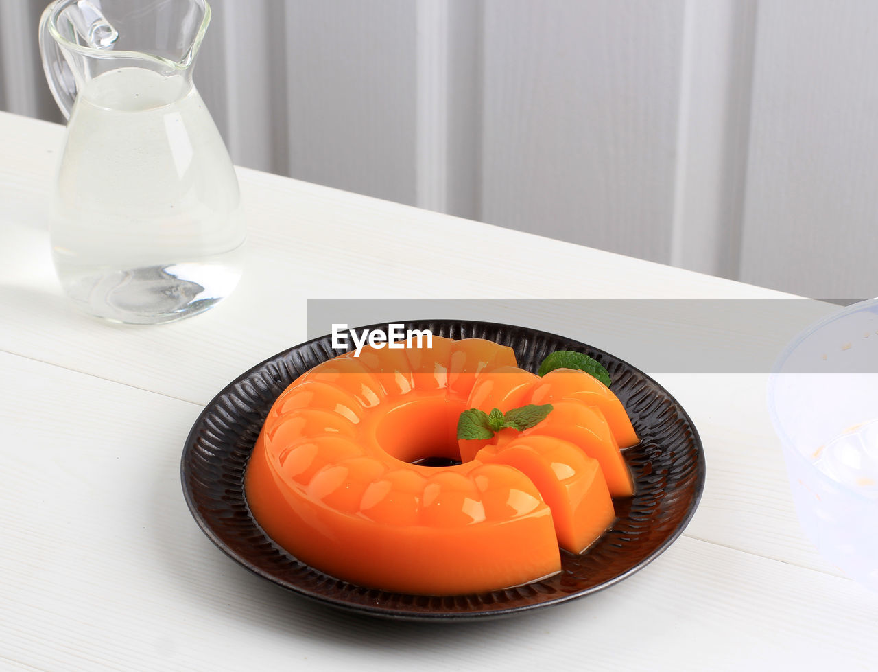 high angle view of dessert in plate on table