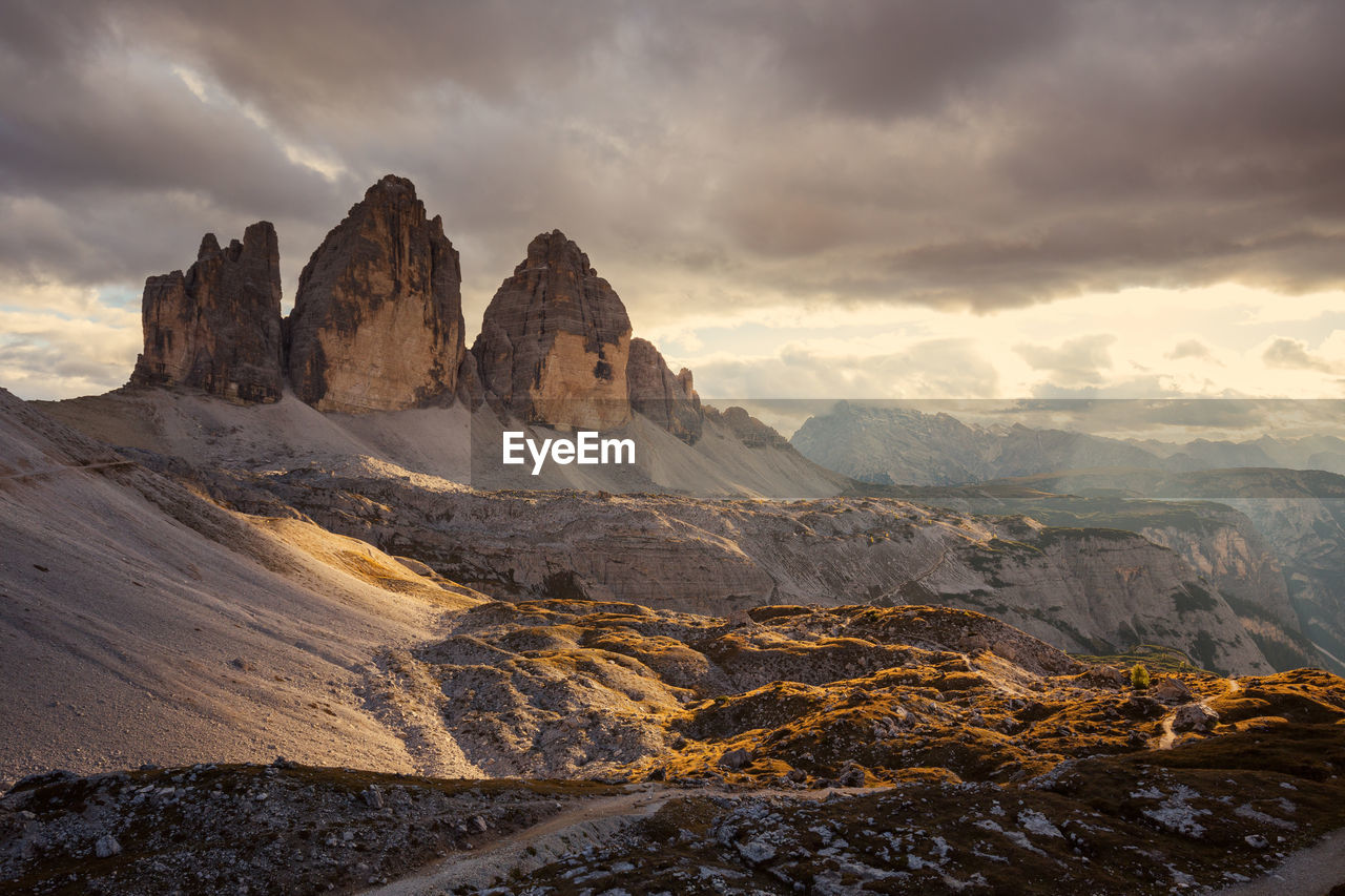 Panoramic view of rocks and mountains against sky