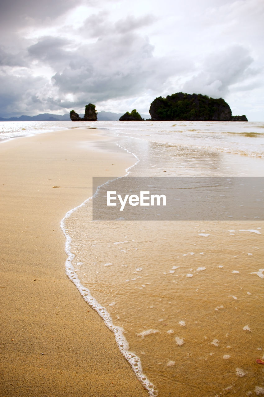 Scenic view of beach against sky