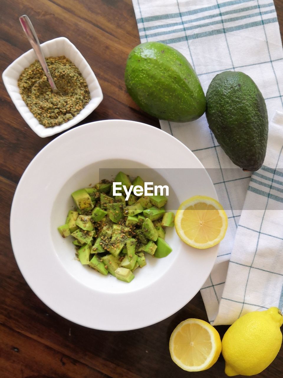 High angle view of food on table