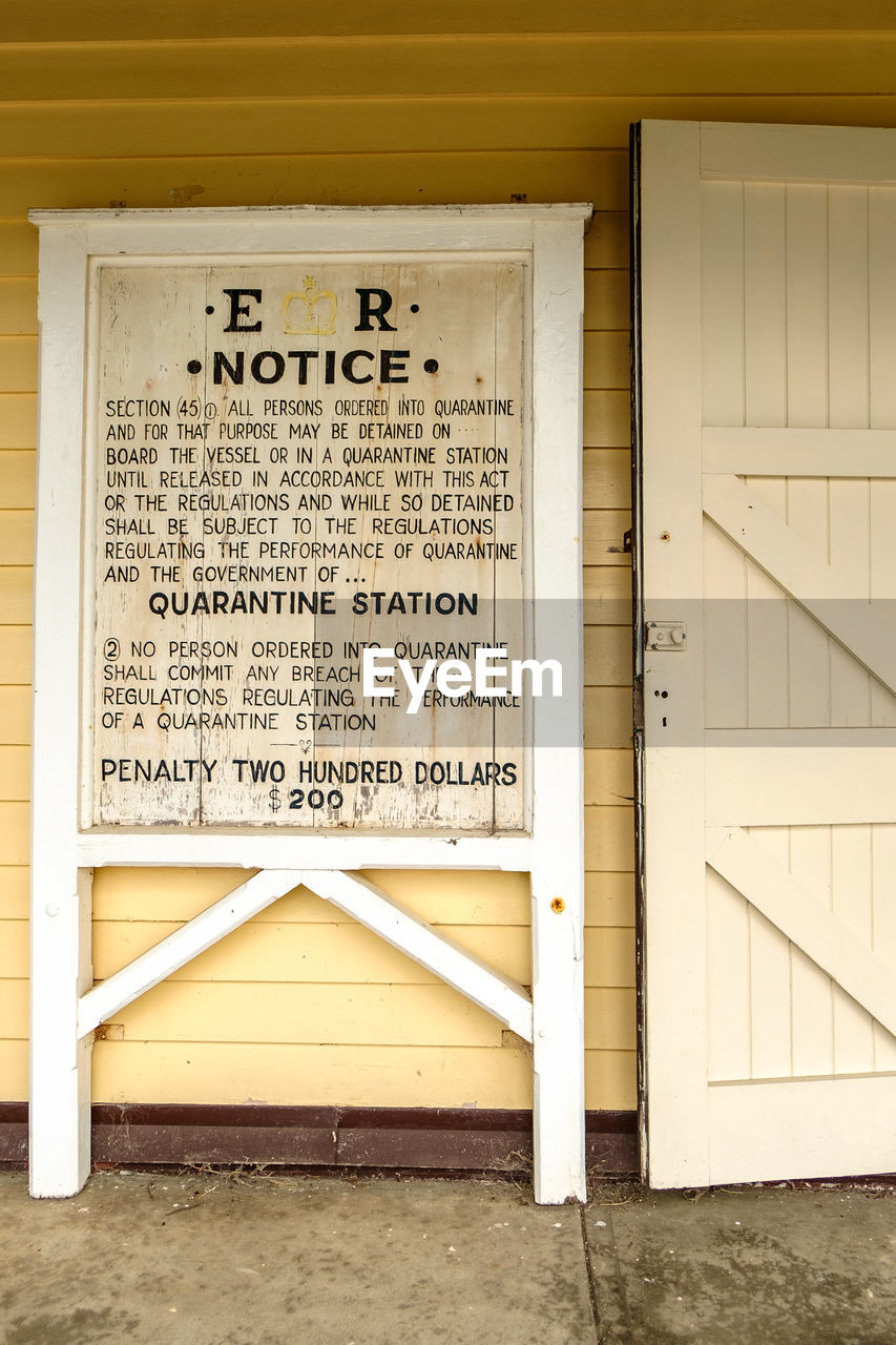 INFORMATION SIGN ON WALL