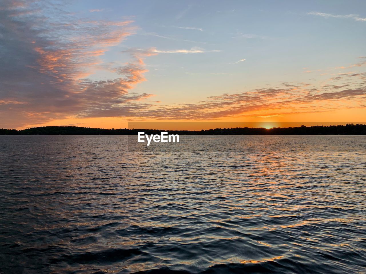 SCENIC VIEW OF SEA AGAINST ORANGE SKY