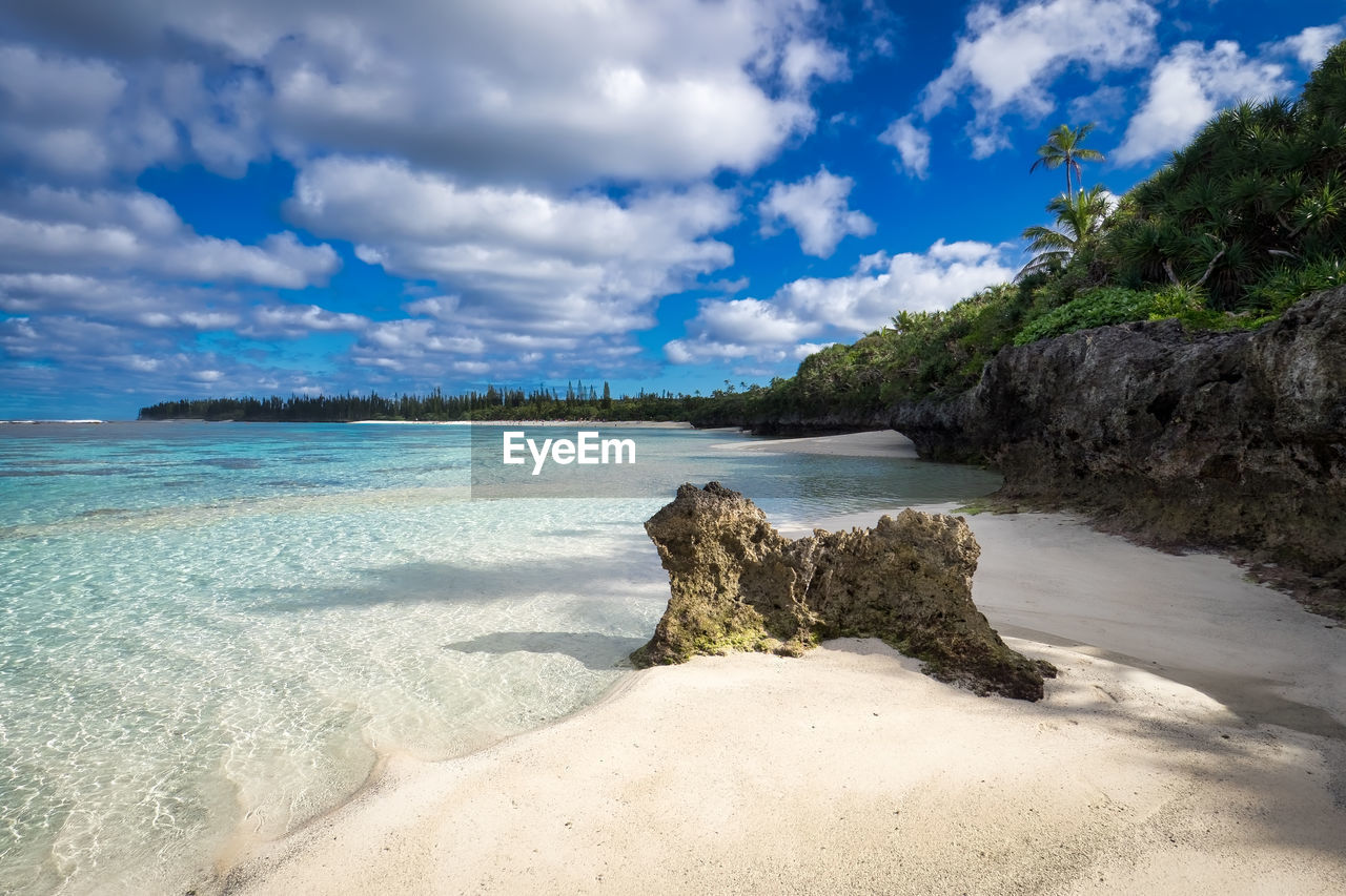 Scenic view of sea against blue sky