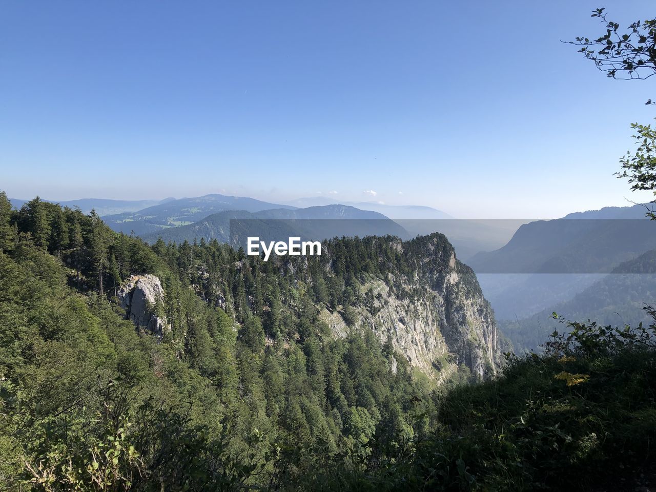 Scenic view of mountains against clear sky