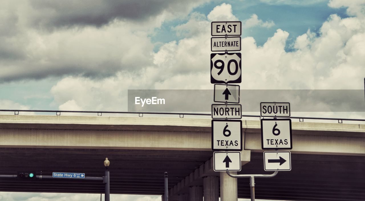 LOW ANGLE VIEW OF ROAD SIGNS AGAINST SKY