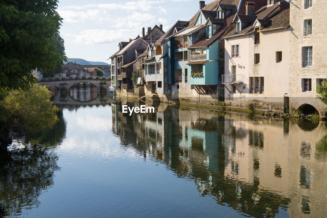 water, architecture, built structure, building exterior, reflection, canal, waterway, building, body of water, house, residential district, nature, town, city, sky, waterfront, travel destinations, no people, tourism, moat, cloud, tree, outdoors, travel, tranquility, plant, nautical vessel, village, day, beauty in nature, history, channel, transportation, the past, home, landscape, estate, idyllic, bridge