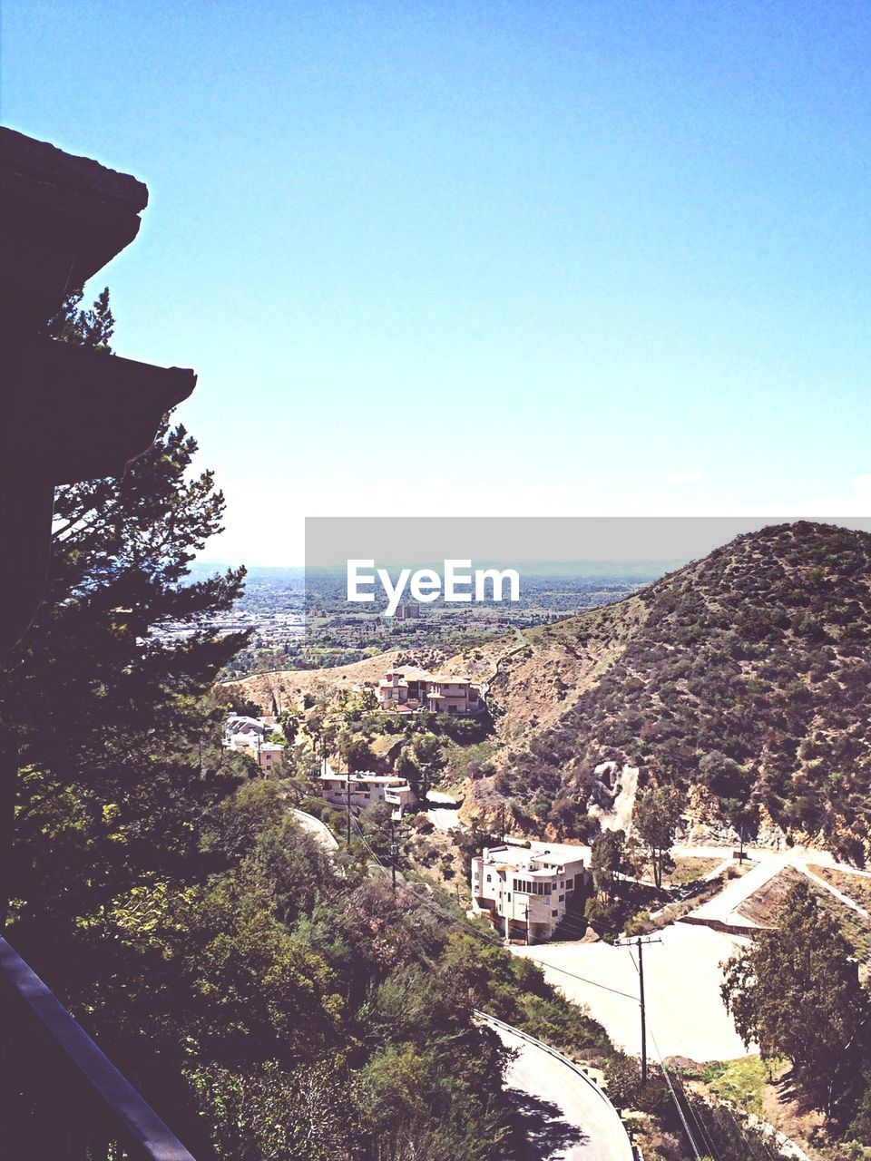 High angle view of houses on mountain