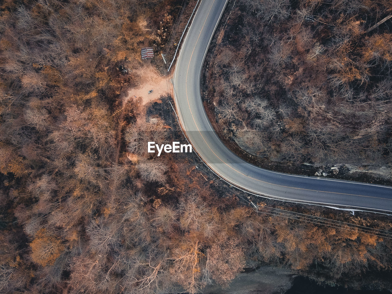 High angle view of car on road