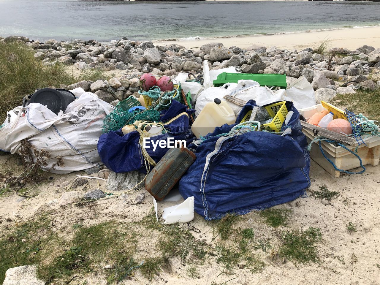 Plastic and rubbished clear from beach 