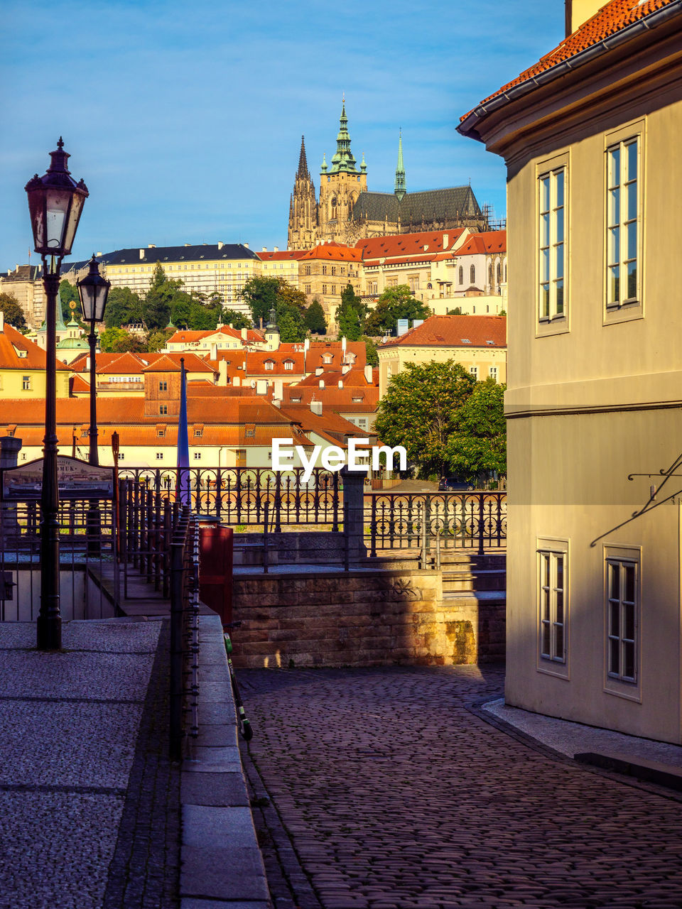 VIEW OF STREET AND BUILDINGS AT CITY