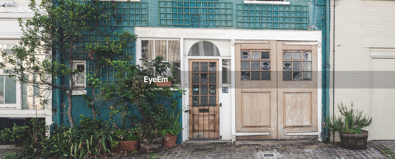 Closed door of building