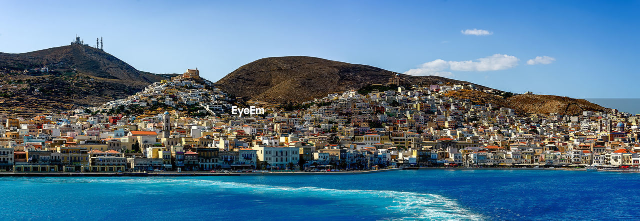 Ermoupoli city , island of syros , greece at spring. cyclades, greece.