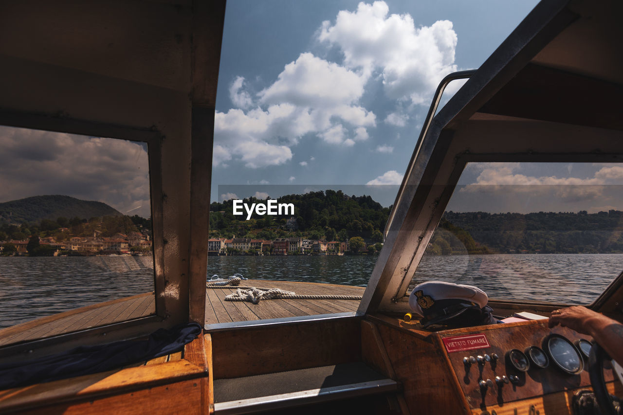 Scenic view of sea seen through boat