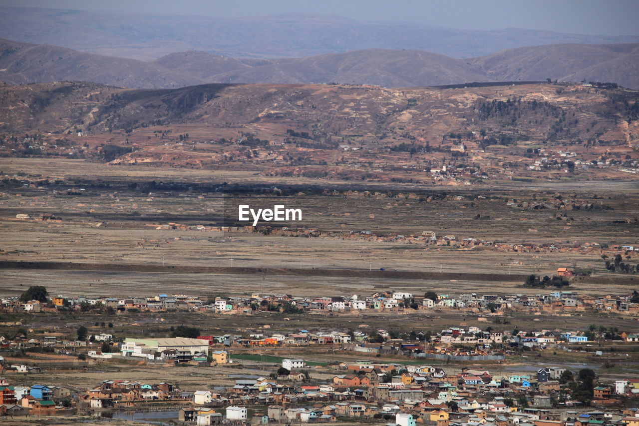 High angle view of buildings in city