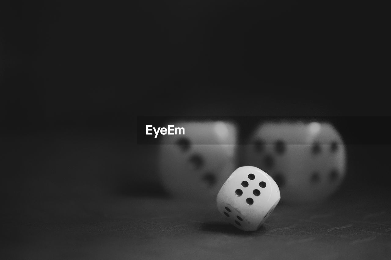 Close-up of dice on table