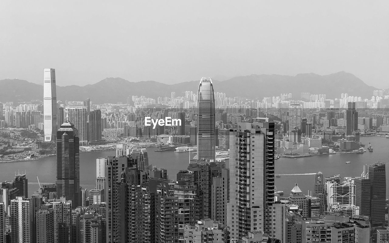 AERIAL VIEW OF CITY BUILDINGS AGAINST SKY