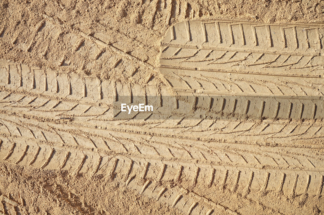 Full frame shot of tire track