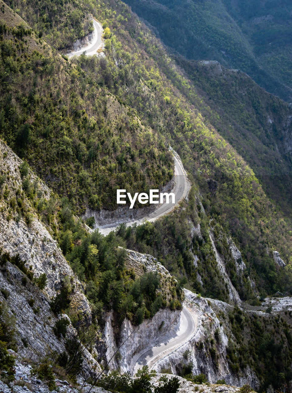 High angle view of mountain road