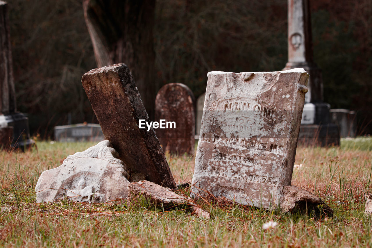 Late 1800's headstones in the greenwood cemetery located in garrison, tx, usa. 
