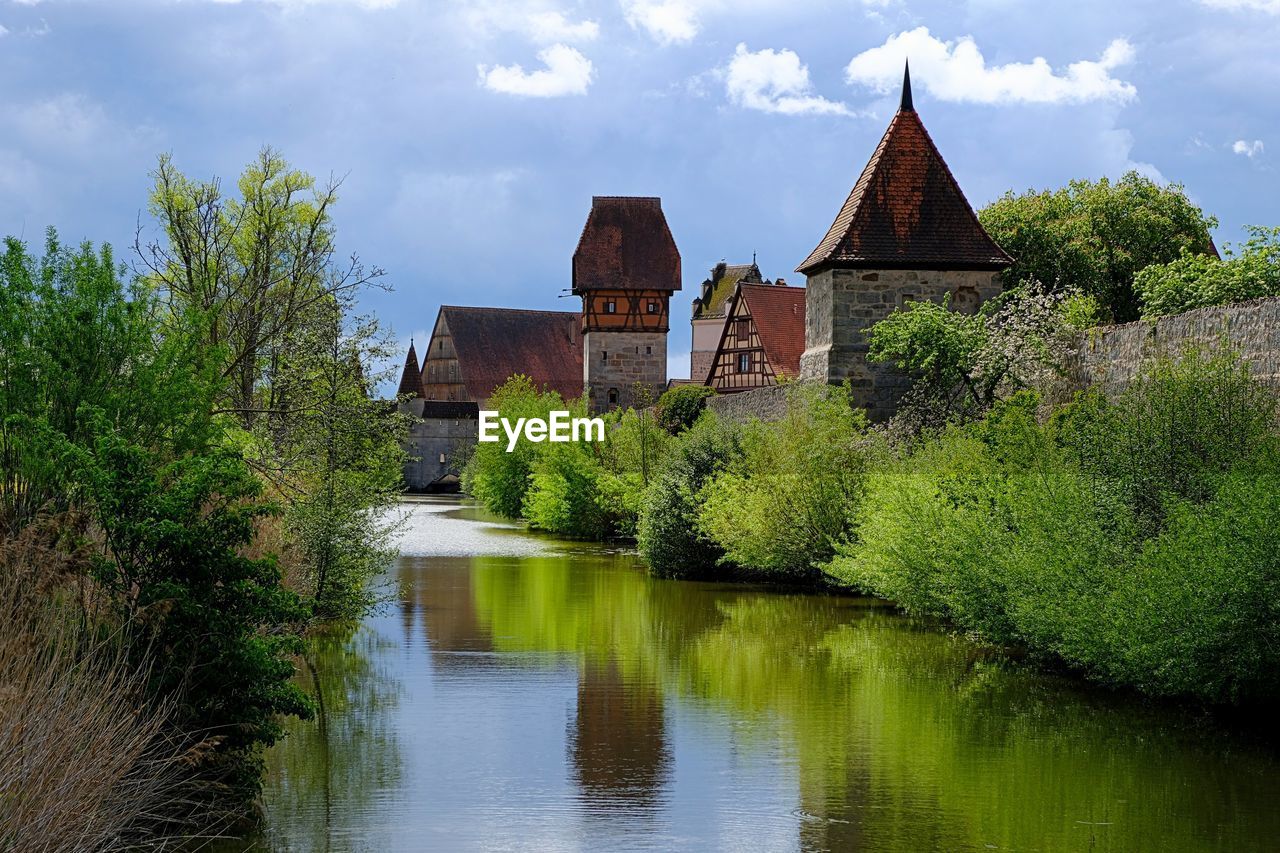 River by trees against sky