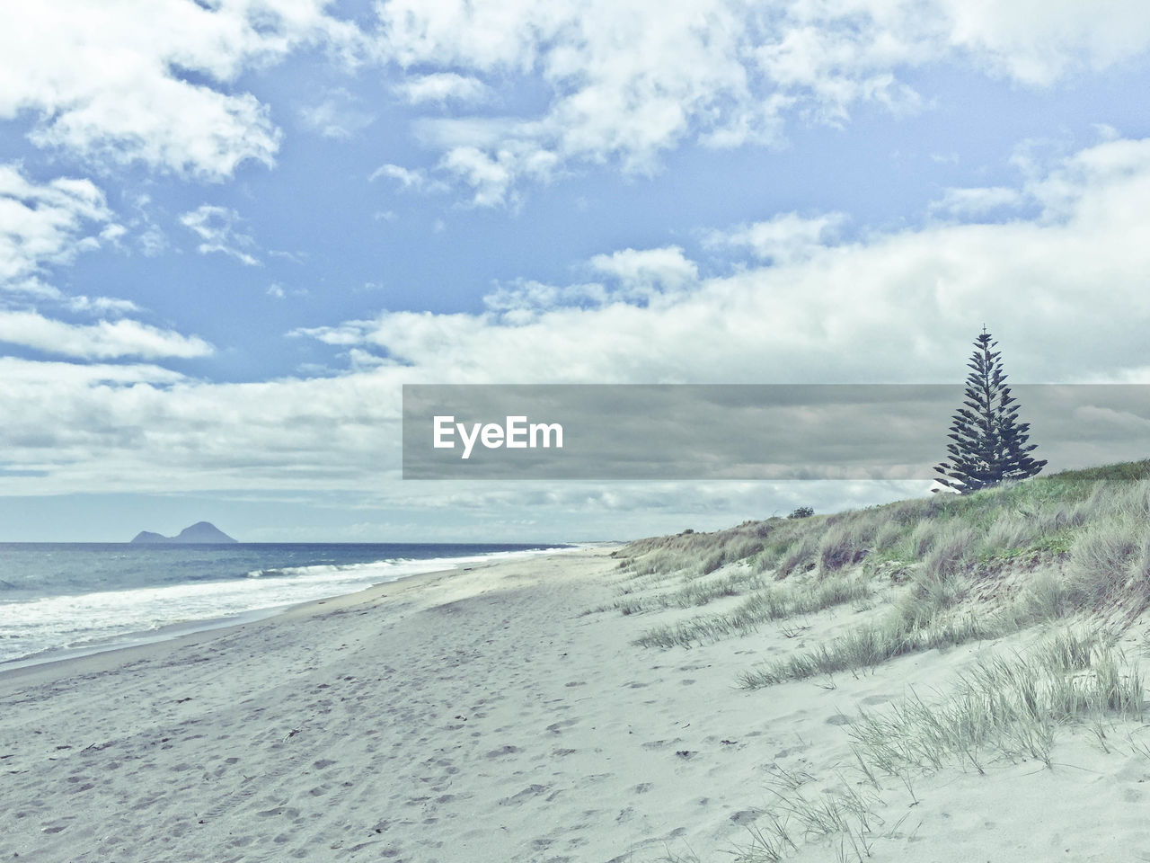 Scenic view of beach against sky