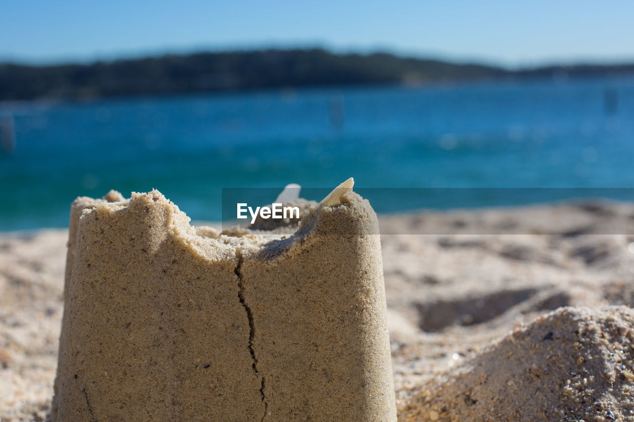 Close-up of sand castle