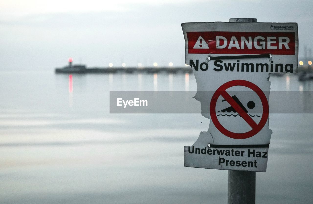 Warning sign swimming not allowed