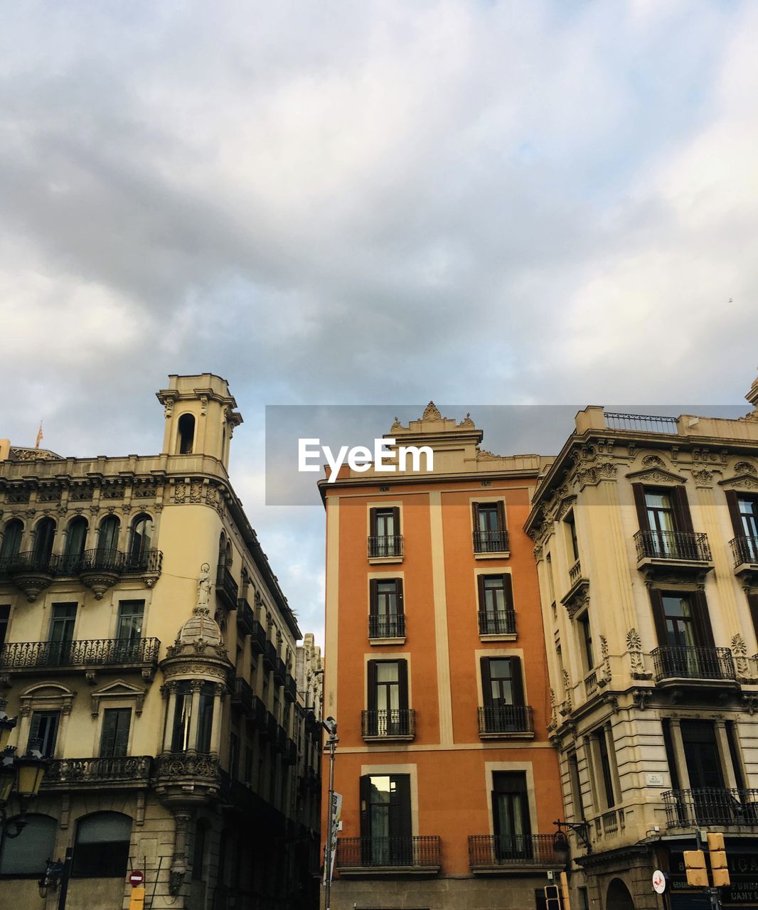 Low angle view of buildings in town