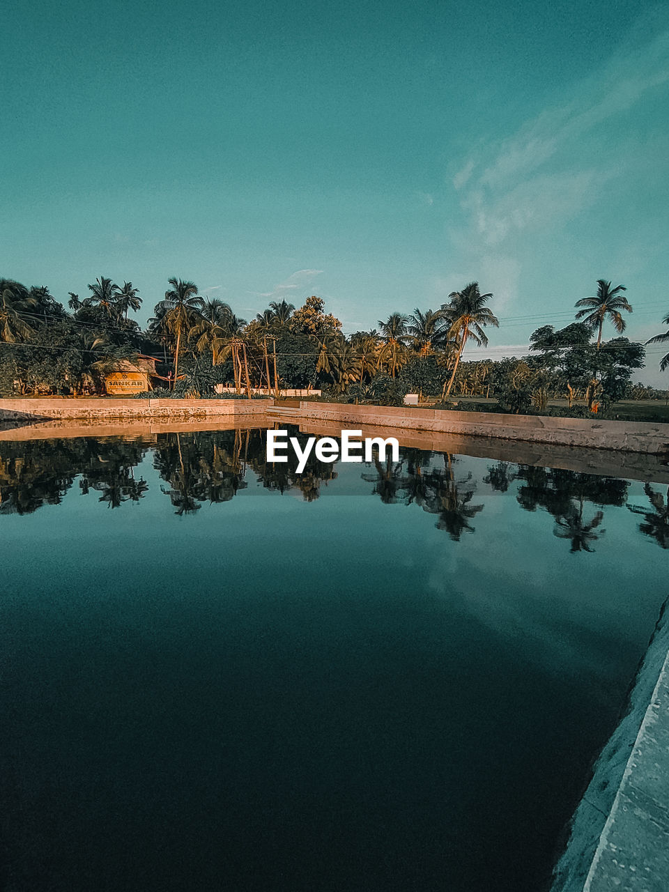 Scenic view of lake against clear sky