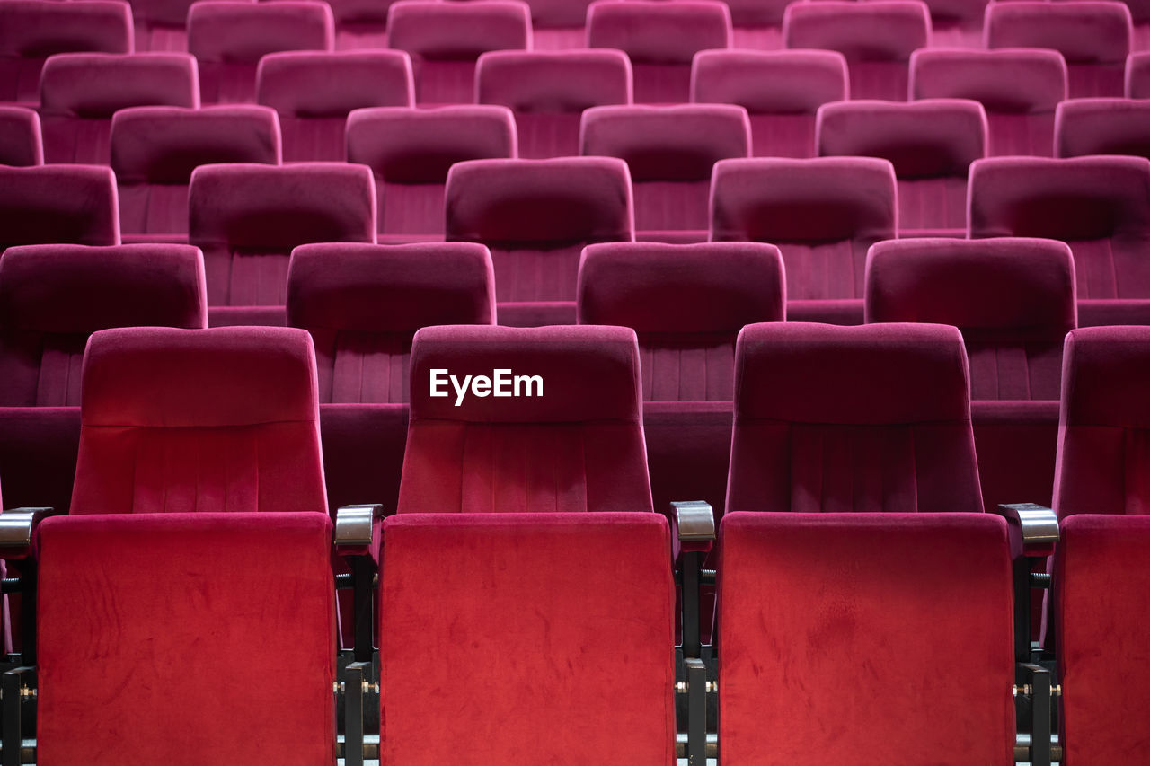 full frame shot of empty seats in row