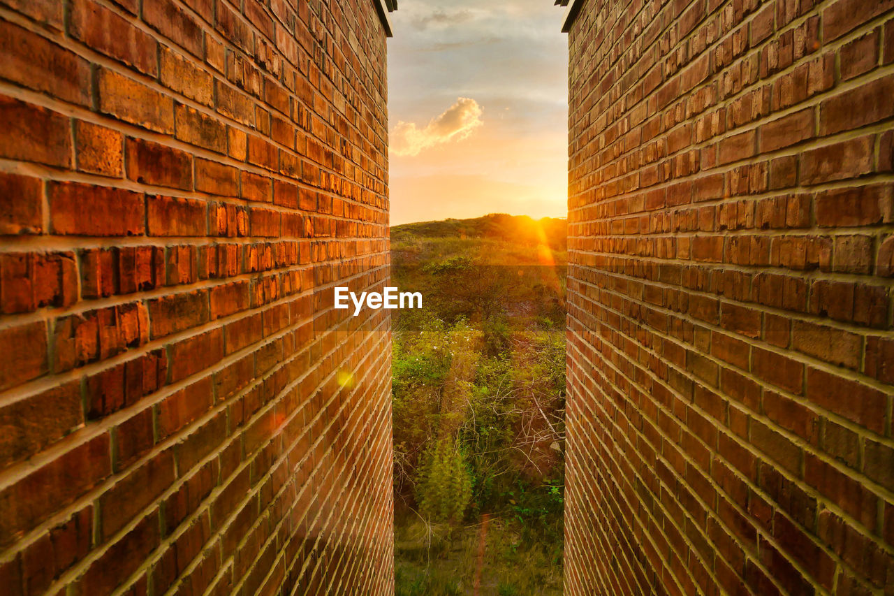 VIEW OF BUILDING WALL THROUGH WINDOW