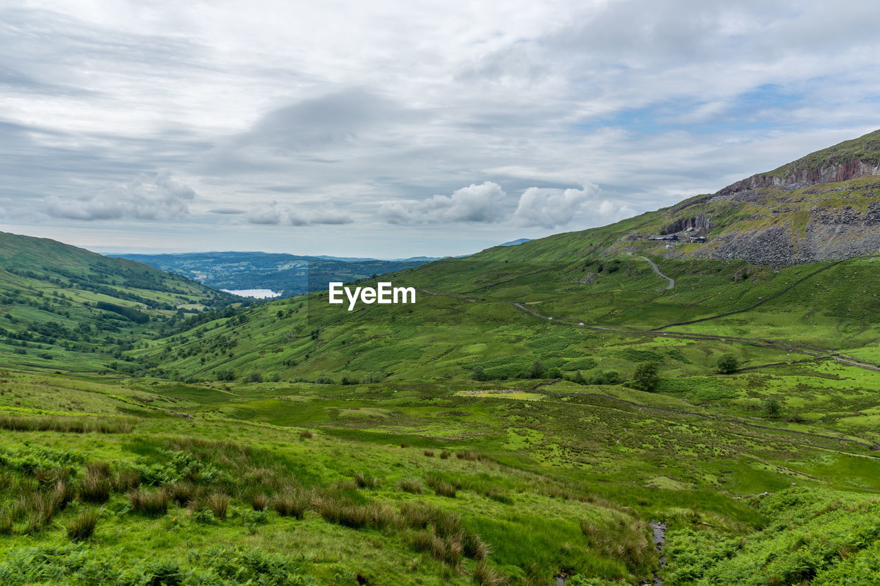 Scenic view of landscape against cloudy sky