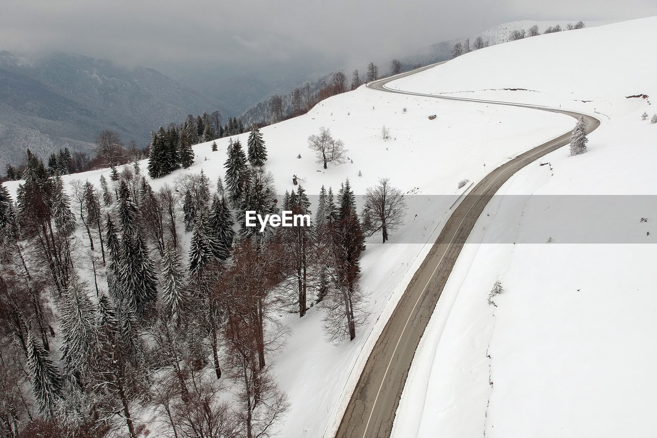 SCENIC VIEW OF SNOW COVERED LANDSCAPE AGAINST SKY