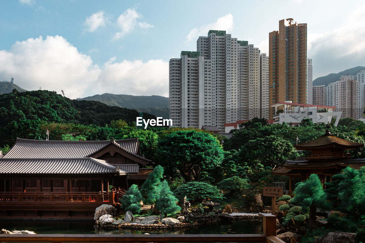 Historical temple chi lin nunnery in nan lian garden in ancient hong kong