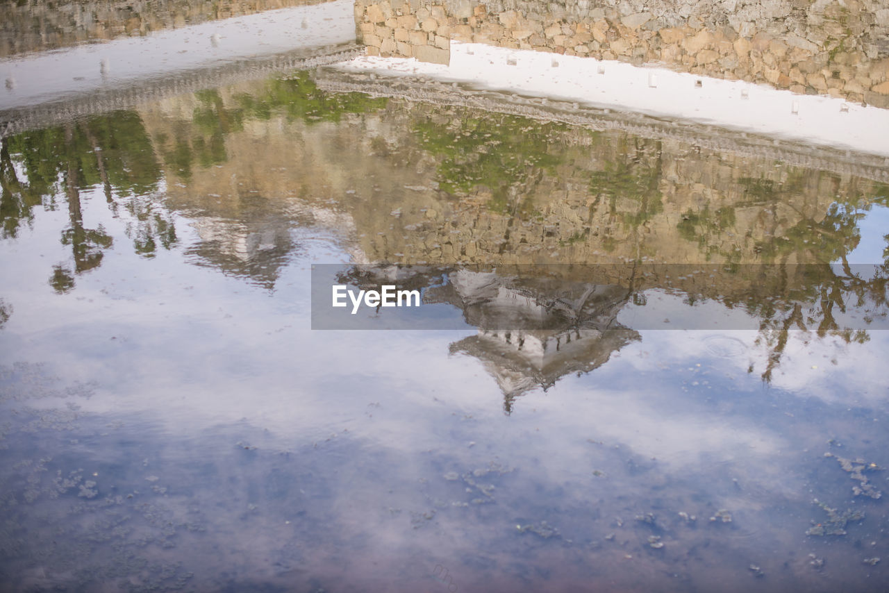 REFLECTION OF SKY ON PUDDLE IN LAKE