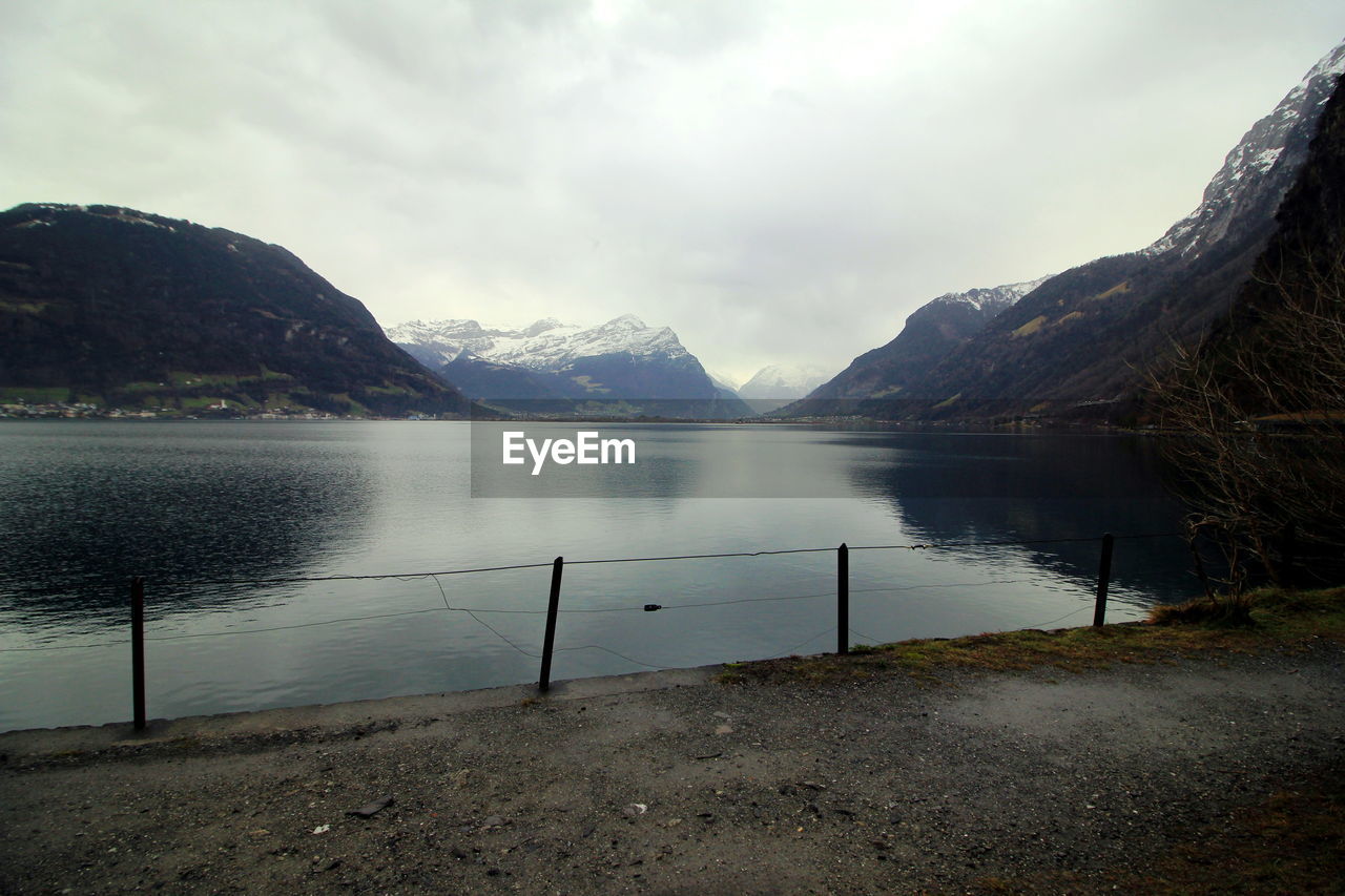 Scenic view of lake against sky