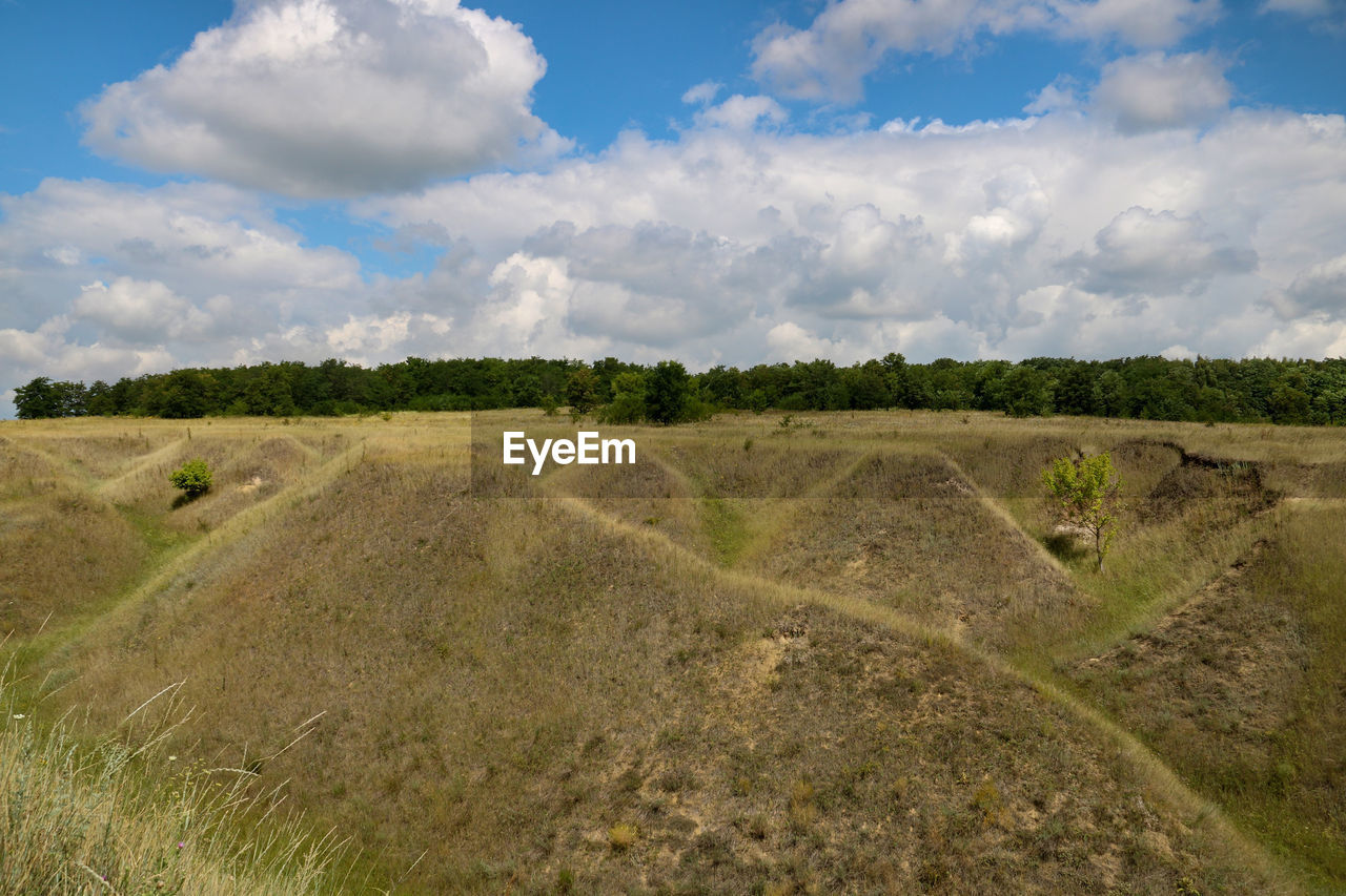 Scenic view of land against sky