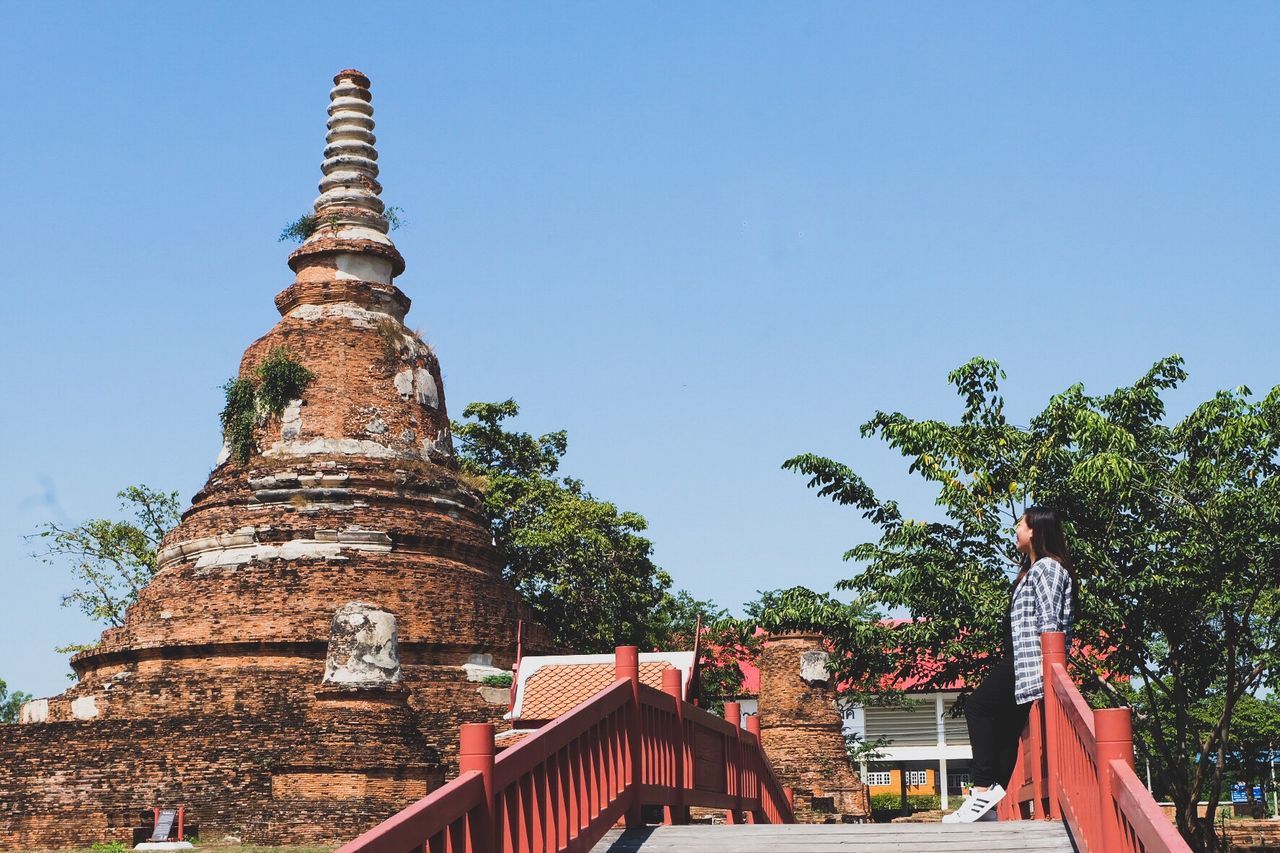 LOW ANGLE VIEW OF TEMPLE AGAINST BUILDING