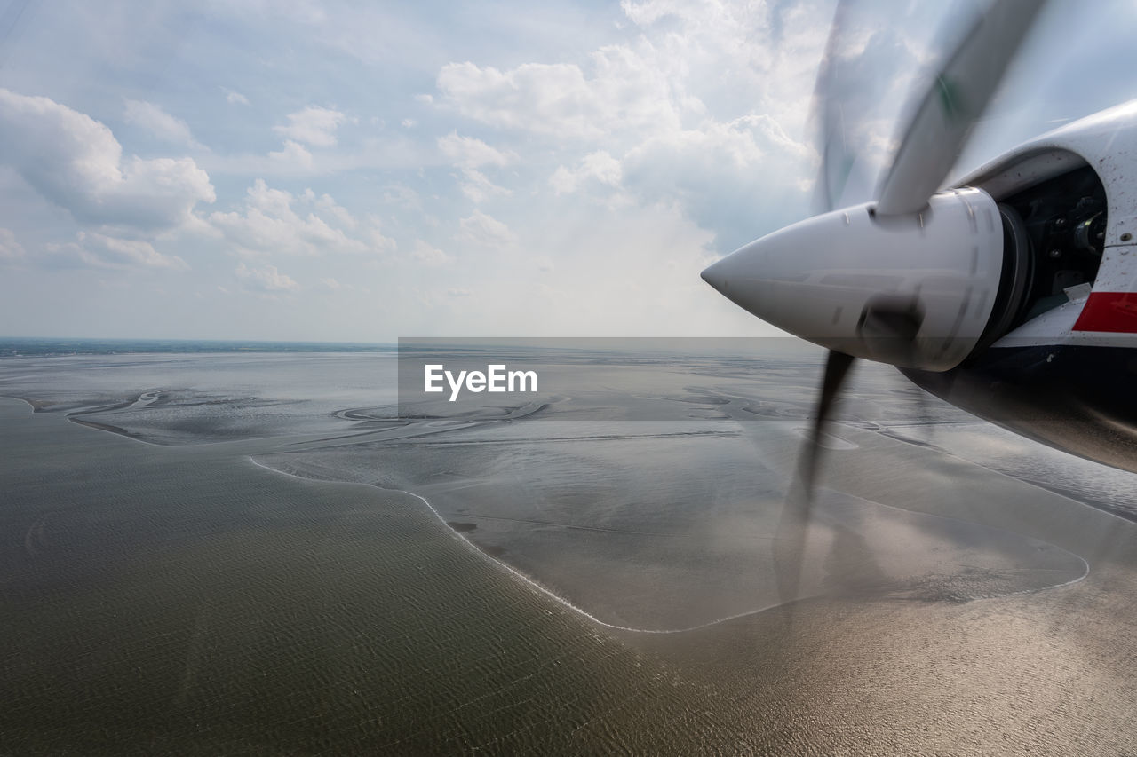 Panoramic view of the wadden sea near the north sea island of juist